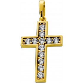 Kreuz Anhänger Gold 333 8 Karat weiße Zirkonia