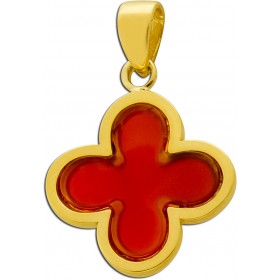 Kleeblatt Anhänger Gold 333 8K roter Karneol Edelstein