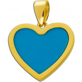 Herz Anhänger Gold 333 8K blauer synthetischer Türkis