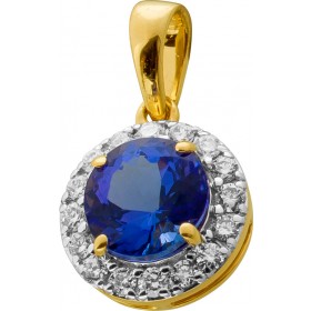 Tansanit Anhänger Gold 585 14K blauer Edelstein Natur Brillanten