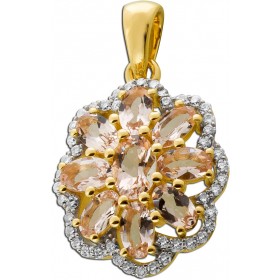 Diamant Anhänger Gold 375 9K Natur Morganit Labor Diamanten 0.30ct