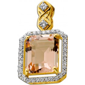 Diamant Anhänger Gold 585 14K Natur Morganit Labor Diamanten 0.45ct 