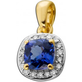 Tansanit Anhänger Gold 375 9K Natur Edelstein Labor Diamanten 0.10ct