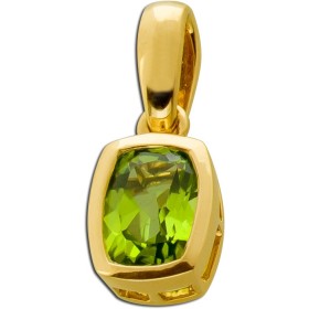 Peridot  Anhänger 585 Gold Grüne Edelstein Cushion Cut Beweglich