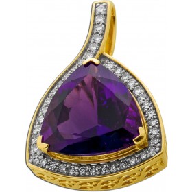 Anhänger Amethyst violett Afrikanischer Gold 585 Trilliant natürliche Brillanten
