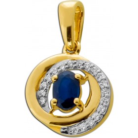 Saphir Anhänger Gold 585 14K nat Saphir Natur Diamanten