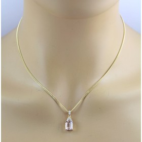 Diamant Anhänger Gold 585 14K nat Morganit 2.05ct Brillanten 0.04ct