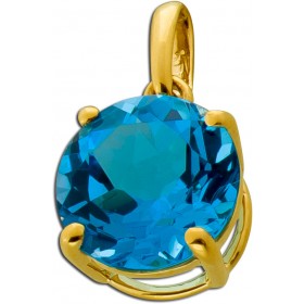 Blautopas Anhänger Gold 585 14K Swiss Bluetopas 2.41ct