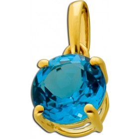 Blautopas Anhänger Gold 585 14K nat Swiss Bluetopas 1.04ct