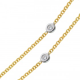 Diamant Collier Weißgold Gelbgold 585 14K Natur Diamanten 0.35ct 