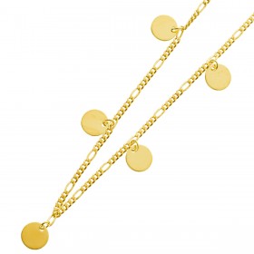 Figarokette 1,5mm Gelbgold 375 9 Karat runde Plaettchen diamantiert