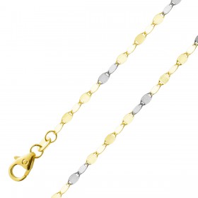 Plättchenkette 2,2mm Gelbgold Weißgold 585 14 Karat Bicolor
