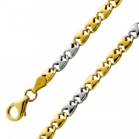 Fantasiekette 4,4mm Bicolour Gelbgold Weißgold 585 14 Karat poliert 
