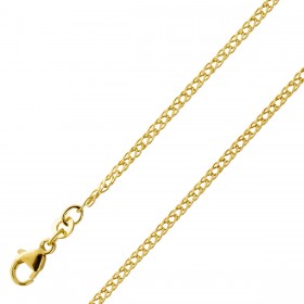 Doppelpanzerkette 2,1mm Gelbgold 585 14 K massiv poliert Cuban Link