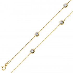 Goldkette Gelbgold 375 weiße  Zirkonia Steine