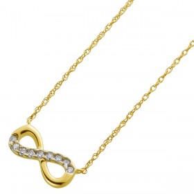 Infinity Kette Gold 585 14 Karat Natur Diamanten 0.10ct 