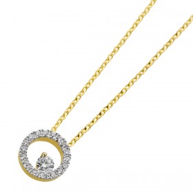 Happy Lady Brillant Collier Gold 585 14K Natur Diamanten 0.38ct