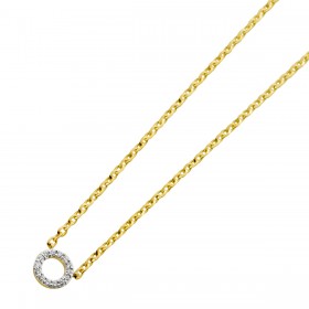 Diamantkette Kreis Anhänger Gelbgold 585 14K Brillanten 0.05ct