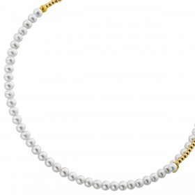 Halsreif Choker Gelbgold 585 Süßwasser Zuchtperlen 5mm 