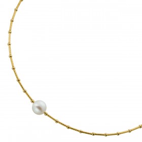 Perlen Halsreif Gelbgold 585 14K Süßwasser Zuchtperlen