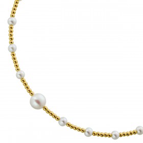 Perlen Halsreif Gelbgold 585 14K Süsswasser Perlen