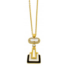 Ankerkette  Anhänger Gold 585 14K weiße Zirkonia schwarz weiß emailliert