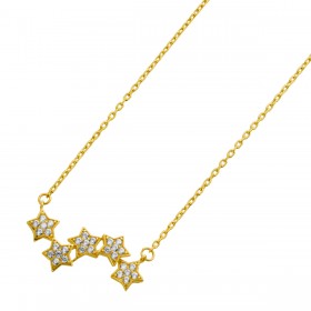 Stern Ankerkette Gold 585 14K weiße Zirkonia