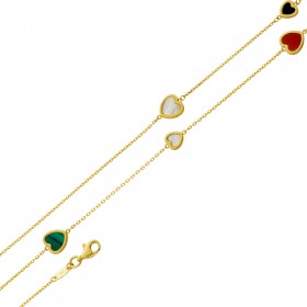 Herz Ankerkette Gold 333 8K Onyx Karneol Perlmutt Malachit Natur Edelsteine