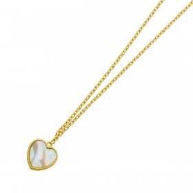 Herz Ankerkette Anhänger Gold 333 8K weisser Natur Perlmutt