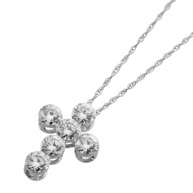 Brillant Kreuz Anhänger Kette Weißgold 585 14K Lab Grown Diamanten 1ct