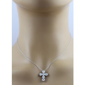 Brillant Kreuz Anhänger Kette Weißgold 585 14K Lab Grown Diamanten 2ct