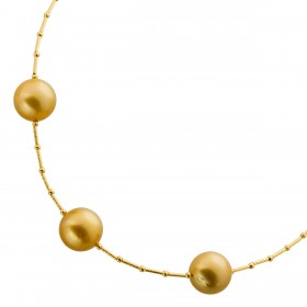 Collier Gold 750 18K goldene Südsee Perlen 13-14mm