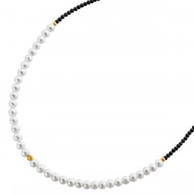 Spinell Kette Gold 585 14K nat schwarze Spinell Edelsteine Süßwasserzuchtperlen