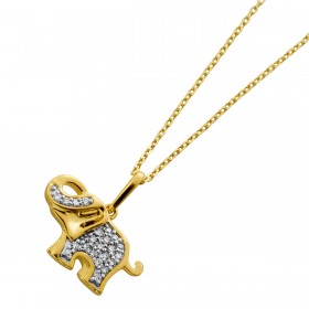 Elefant Anhänger Collier Gold 375 9K Natur Diamanten