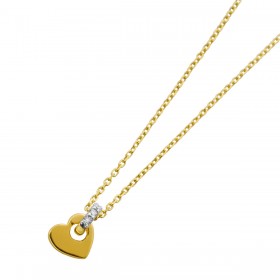 Herz Kette Anhänger Gold 375 9K Natur Diamanten 0.02ct