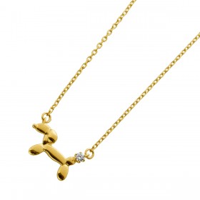 Hunde Collier Kette Gold 375 9K Natur Diamant 0.015ct