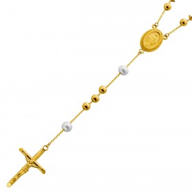 Rosenkranz Kreuz Gold 333 8K Süßwasserperlen Maria Magdalena