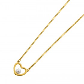 Herz Kette Gold 333 8K Süßwasser Perle 2.9mm