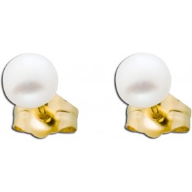 Perlen Ohrstecker Gelbgold 585 14 Karat  Süßwasserzuchtperlen 5mm