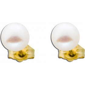 Perlen Ohrringe Gelbgold 585 14 Karat Süßwasserzuchtperlen 6mm