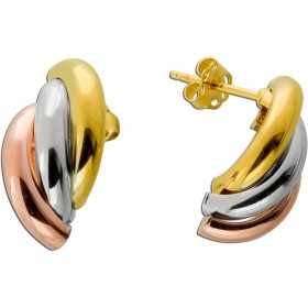 Tricolor Goldohrringe 375 9K Trinity Gelb/Rot/Weißgold 