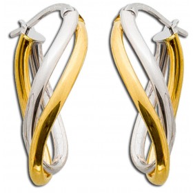 Bicolor Creolen 25mm Gelbgold Weißgold 375 9 Karat