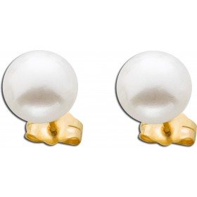 Perlen Ohrstecker Gelbgold 375 9 Karat Süßwasserzuchtperlen 8mm