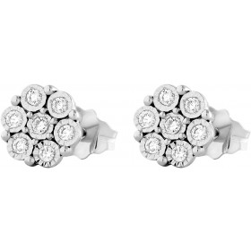 Blumen Ohrstecker Weißgold 375 9K Natur Diamanten 0.14ct