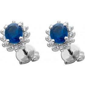 Diamant Ohrstecker Weißgold 585 14K blaue Saphire Brillanten 0.12ct