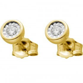 Solitär Ohrstecker Gold 585 14K Natur Diamanten 0.10ct