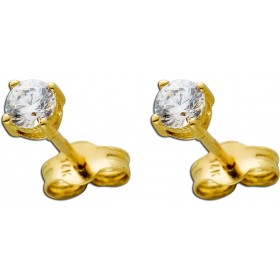 Solitär Ohrstecker Gelbgold 585 14 Karat weiße Zirkonia