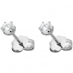 Solitär Ohrstecker Weißgold 375 9 Karat weiße Zirkonia