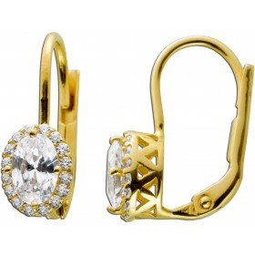 Ohrhänger Gelbgold 333 8 Karat weiße Zirkonia Klapp Scharnier