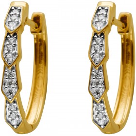 Brillant Creolen Gelbgold 585 14K Natur Diamanten 0.10ct 